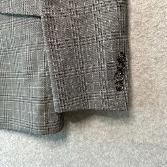 Linea Uomo Mens Grey Glen Plaid 3-Piece Performance Suit 38 Long 32 Waist Wool
